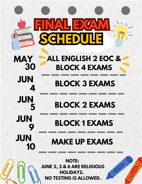  Final Exam Schedule